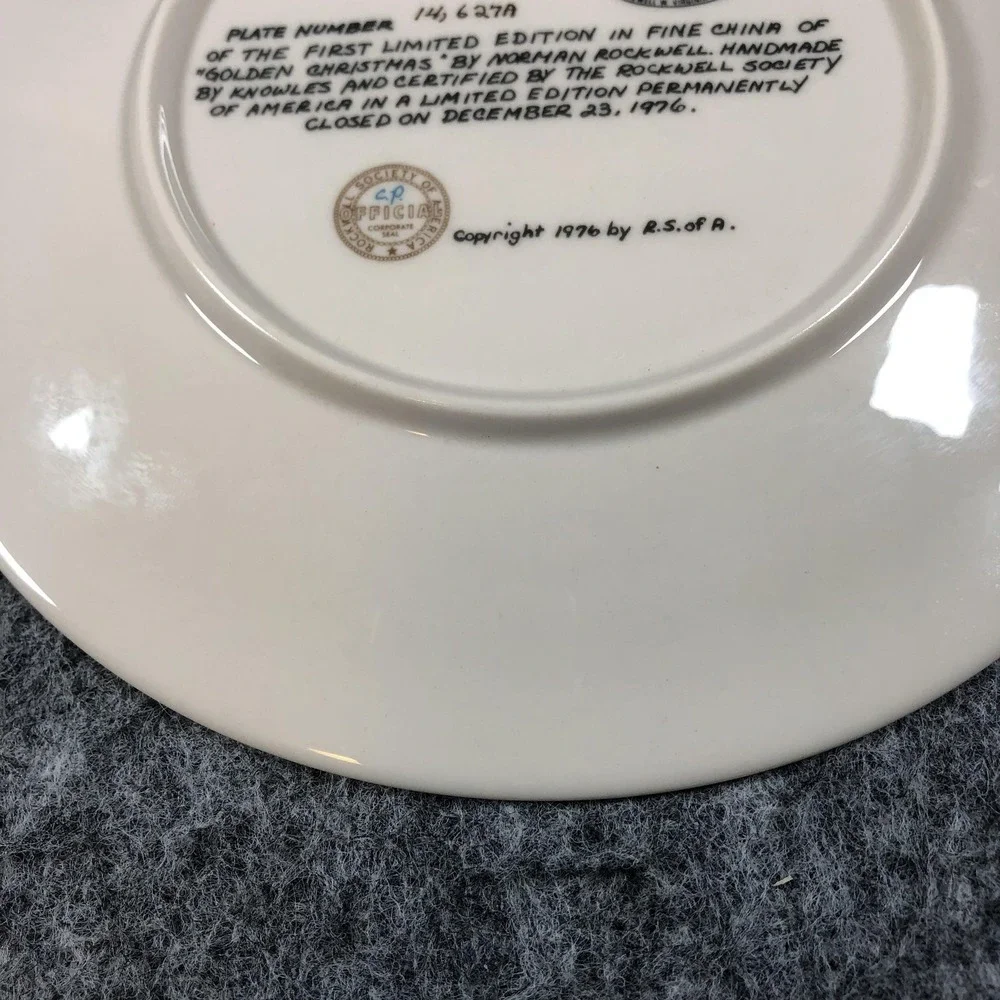 Vintage 1976 Knowles Norman Rockwell Golden Christmas Plate USA‎ Limited Edition